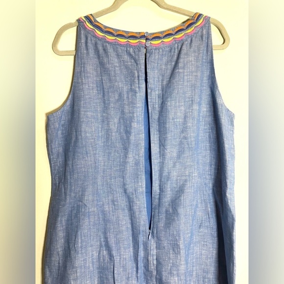 Talbots LINEN SCALLOP DETAIL SHIFT DRESS size 14P - Picture 7 of 9